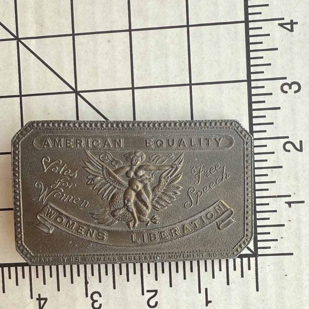 Vintage Women’s Liberation Belt Buckle 1970s Feminist American Equality